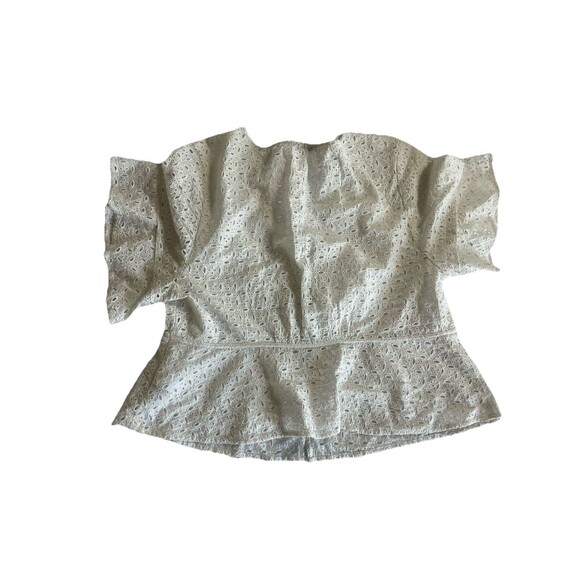 Madewell Tie-Front Top in Eyelet White Size XL Beachy Boho Cotton Vacation - Picture 3 of 9